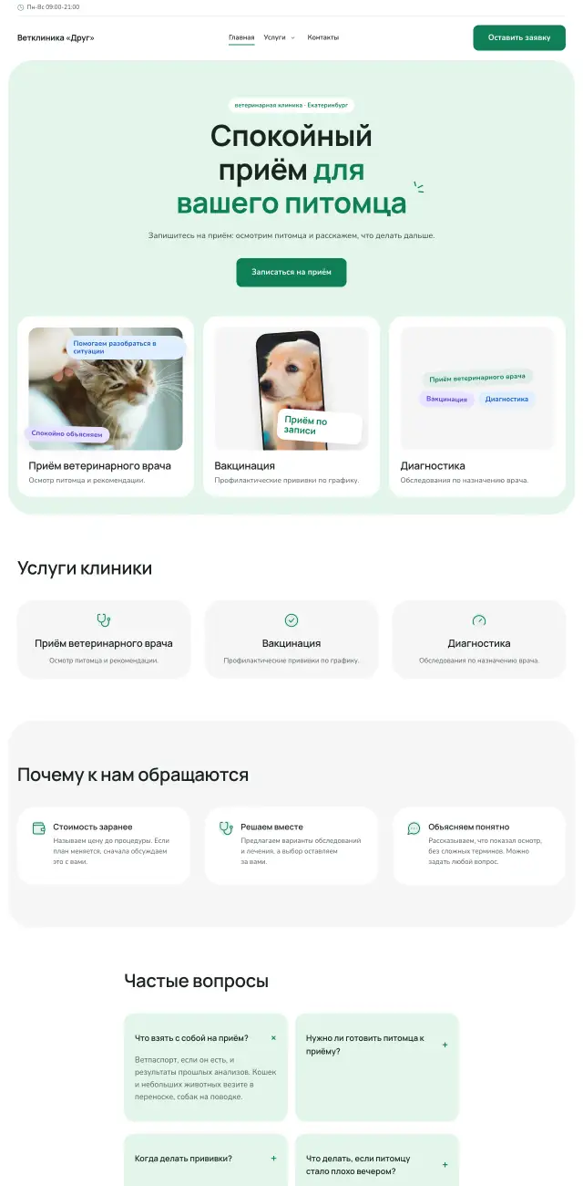 Ветеринарная клиника, стиль Мятный: на компьютере